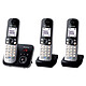 Panasonic KX-TG6823FR Trio Noir  Téléphone DECT sans fil avec répondeur et combinés supplémentaires (version française)