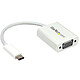 StarTech.com Adaptateur video USB-C vers VGA Convertisseur USB Type-C vers HD15 - M/F - 1920x1200 / 1080p - Blanc
