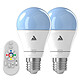 AwoX SmartKit Remote 2 Color Mesh Paquete de 2 bombillas LED Bluetooth compatibles con iOS / Android E27 - 9 vatios con mando a distancia SmartREMOTE