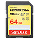 SanDisk Carte mémoire SDXC Extreme PLUS UHS-1 U3 V30 64 Go (SDSDXWF-064G-GNCIN) Carte mémoire SDXC UHS-I U3 V30 classe 10 64 Go