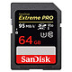 SanDisk Carte mémoire SDXC Extreme PRO UHS-1 U3 V30 64 Go Carte mémoire SDXC UHS-I U3 V30 classe 10 64 Go