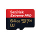 SanDisk Extreme PRO microSDXC UHS-I U3 64 Go + Adaptateur SD Carte mémoire MicroSDXC UHS-I U3 64 Go avec adaptateur SD