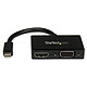 StarTech.com Adaptateur Audio-Vidéo 2 en 1 mini DisplayPort vers HDMI et VGA - M/F - 0.15 m Adaptateur Mini-DisplayPort vers VGA + HDMI