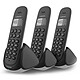 Logicom Aura 355T Noir Téléphone DECT sans fil avec répondeur et deux combinés supplémentaires (version française)
