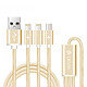 Devia Câble Premium 3-en-1 USB/Lightning Or Câble 3-en-1 USB vers Lightning et Micro USB