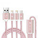 Devia Câble Premium 3-en-1 USB/Lightning Rose Or Câble 3-en-1 USB vers Lightning et Micro USB