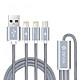 Devia Câble Premium 3-en-1 USB/Lightning Gris Câble 3-en-1 USB vers Lightning et Micro USB