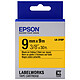 Epson LK-3YBP noir/jaune Ruban coloré 9 mm x 9 m noir sur jaune pour étiqueteuse Epson