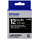 Epson LK-4BWV blanc/noir Ruban brillant 12 mm x 9 m blanc sur noir pour étiqueteuse Epson