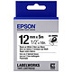 Epson LK-4WBQ noir/blanc  Ruban spécial tissu thermocollant 12 mm x 5 m noir sur blanc pour étiqueteuse Epson 