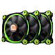 Thermaltake Riing 12 Vert x3 Pack de 3 Ventilateurs de boîtier 120 mm LED verts