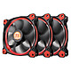 Thermaltake Riing 12 Rouge x3 Pack de 3 Ventilateurs de boîtier 120 mm LED rouges