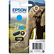 Epson Elephant 24XL Cyan - Cartouche d'encre photo cyan haute capacité (740 pages à 5%)