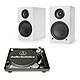 Audio-Technica AT-LP120USBC Noir + Triangle Elara LN01A Blanc mat Platine vinyle à 3 vitesses (33-45-78 trs/min) avec port USB + Enceinte sans fil Hifi Bluetooth (par paire)