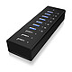 Icy BOX IB-AC6703 Concentrador USB 3.0 de 7 puertos, incluidos 3 puertos de carga (color negro)