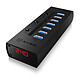 Icy BOX IB-AC6702 Concentrador USB 3.0 de 7 puertos, incluidos 7 puertos de carga (color negro)