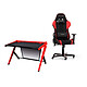 DXRacer Gaming Station (rojo) Escritorio ergonómico con sistema de gestión de cables para jugadores + Asiento de tela con respaldo reclinable a 135° y reposabrazos 3D (hasta 100 kg)