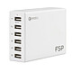FSP Amport 62 White 6-port USB hub with a USB fast charge port (white colour)