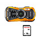 Ricoh WG-50 Orange + SanDisk pour Ricoh SDHC 16 Go Appareil photo baroudeur 16 MP - Zoom optique grand-angle 5x - Vidéo Full HD + Carte mémoire SDHC 16 Go pour Ricoh et Pentax