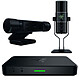 Razer Streamer Pack Boitier de capture HD (1080p / 60FPS) universel sur port USB 3.0 pour encodage (OBS, XSplit...) + Microphone USB pour diffusion streaming de haute qualité + Webcam Full HD avec suppression de l'arrière-plan dynamique et numérisation 3D