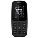 Nokia 105 Dual SIM Noir (TA-1034) Téléphone 2G Dual SIM - RAM 4 Mo - Ecran 1.77" 128 x 160 pixels - 4 Mo - 800 mAh