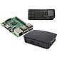 Raspberry Pi 3 Multimedia Kit (noir) Mini ordinateur multimédia de salon (carte Raspberry Pi 3 Model B + boîtier officiel + carte mémoire + clavier compact sans fil + adaptateur secteur + câble Ethernet + câble HDMI)
