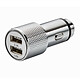 QDOS PowerSteel Cargador de coche Silver Cargador de mechero universal de 3.1A con 2 puertos USB