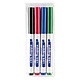 Edding 661 - set de 4 couleurs Etui de 4 marqueurs assortis effaçables avec pointe ogive 1-2 mm (noir, rouge, bleu et vert)
