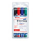 Edding 380 - set de 4 couleurs Etui de 4 marqueurs assortis permanents avec pointe ogive 1.5 - 3 mm (noir, rouge, bleu et vert)