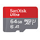 SanDisk Ultra Android microSDXC pour APN 64 Go + Adaptateur SD Carte mémoire microSDXC UHS-I A1 64 Go avec adaptateur SD