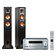 Yamaha MusicCast CRX-N470D Argent + Klipsch R-24F Mini-chaîne multiroom CD MP3 USB Wi-Fi Bluetooth et AirPlay avec MusicCast + Enceinte colonne (par paire)