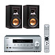 Yamaha MusicCast CRX-N470D Argent + Klipsch R-15M Mini-chaîne multiroom CD MP3 USB Wi-Fi Bluetooth et AirPlay avec MusicCast + Enceinte bibliothèque (par paire)