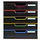 Exacompta Modulo 5 tiroirs Noir / Arlequin Bloc de classement 5 tiroirs A4+ fermés coloris noir / Arlequin