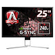AOC 24.5" LED - AGON AG251FG G-SYNC 1920 x 1080 pixels - 1 ms (gris à gris) - Format large 16/9 - 240 Hz - G-SYNC - DisplayPort - HDMI - Pivot - Hub USB - Noir/Rouge/Argent