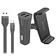 Muvit Pack Charge Voiture USB Noir Pack 3-en-1 avec support voiture, chargeur allume-cigare 2 ports USB et câble USB/Micro USB
