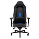 Corsair T2 Road Warrior (black/blue) Gaming chair - leatherette upholstery - comfortable wide seat - 4D armrests - roller wheels compatible with all floors (parquet, carpet, tiles...) - 170° reclining backrest - seat reclines and locks at 17° - weight limited to 140 kg