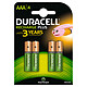 Duracell Recharge AAA 750 mAh (par 4) Pack de 4 piles rechargeables AAA 750 mAh