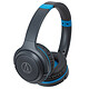 Audio-Technica ATH-S200BT Gris/Azul Auricular cerrado con auriculares inalámbricos Bluetooth con controles y micrófono