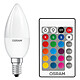 OSRAM Ampoule LED Retrofit RGBW Flamme Télécommande E14 4.5W (25W) A Ampoule LED flamme culot E14 4.5W (25W) 2700K couleur changeante et intensité variable avec télécommande