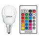 OSRAM Ampoule LED Retrofit RGBW Goutte Télécommande E14 4.5W (25W) A Ampoule LED goutte culot E14 4.5W (25W) 2700K couleur changeante et intensité variable avec télécommande