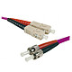 Multimode duplex optical jumper 2mm OM4 ST-UPC/SC-UPC (5 meters) Small footprint fibre optic cable with LSZH certification