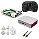 Raspberry Pi 3+ Multimedia Kit (blanc) Mini ordinateur multimédia de salon (carte Raspberry Pi 3 Model B+ + boîtier officiel + carte mémoire + clavier compact sans fil + adaptateur secteur + câble HDMI)