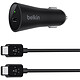 Belkin Chargeur allume-cigare Noir (F7U026bt04-BLK) Chargeur de voiture USB-C 27W avec câble USB-C - Noir