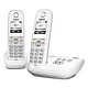 Gigaset AS470A Duo Blanc  Téléphone sans fil mains-libres avec répondeur et combiné supplémentaire