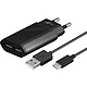 Goobay Kit de Charge USB-C Double 2.4A Noir Chargeur plat avec 2 prises USB 2.4A et câble USB-C
