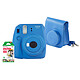Fujifilm Pack instax mini 9 Bleu Appareil photo instantané avec flash et miroir selfie + Housse bleu cobalt + instax mini Monopack