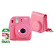 Fujifilm Pack instax mini 9 Rose Appareil photo instantané avec flash et miroir selfie + Housse rose + instax mini Monopack