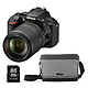 Nikon D5600 + AF-S DX NIKKOR 18-140 mm VR + Fourre-tout + Carte SDHC 16 Go Appareil photo 24.2 MP - Vidéo Full HD - Écran tactile - Wi-Fi - Bluetooth + AF-S DX NIKKOR 18-140 mm F/3.5-5.6G ED VR + Fourre-tout + Carte SDHC 16 Go