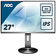 AOC 27" LED - Q2790PQU 2560 x 1440 píxeles - 4 ms (gris a gris) - Formato ancho 16/9 - Panel IPS - Pivote - DisplayPort - HDMI - Hub USB 3.0 - Negro/Plata
