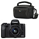 Canon EOS M50 Noir + EF-M 15-45 mm IS STM Noir + Lowepro Format 100 Noir Appareil photo hybride 24.1 MP - Vidéo 4K - AF CMOS Dual Pixel - Ecran LCD tactile orientable 3" - Wi-Fi/NFC - Bluetooth + Objectif EF-M 15-45 mm IS STM + Sac d'épaule